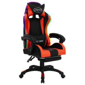 vidaXL Gaming-Stuhl mit RGB LED-Leuchten Orange und Schwarz Kunstleder