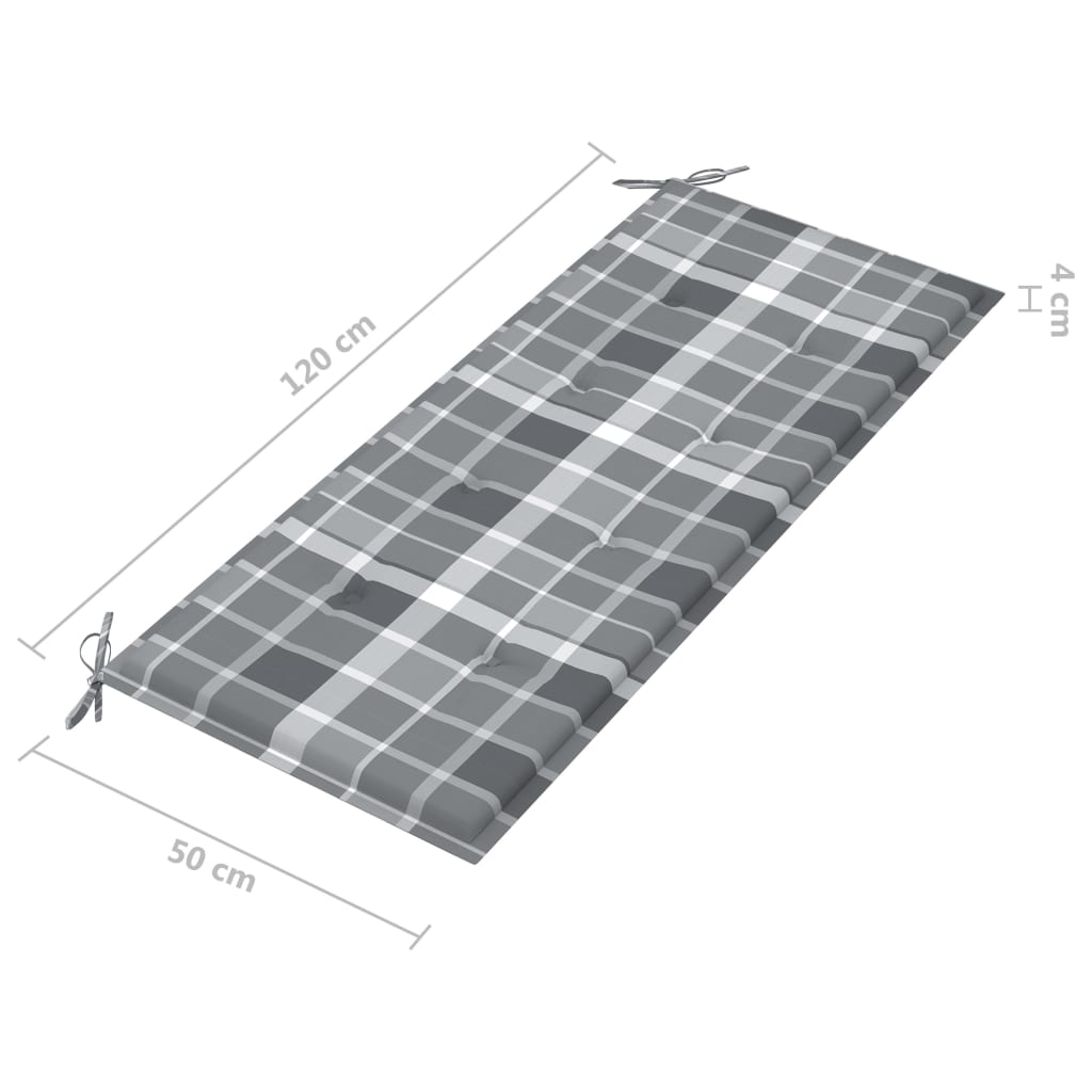 2-Sitzer-Gartenbank mit Auflage 120 cm Grau Eukalyptusholz Stilecasa