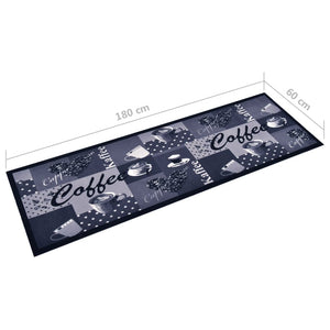 vidaXL Küchenteppich Waschbar Kaffee Blau 60x180 cm