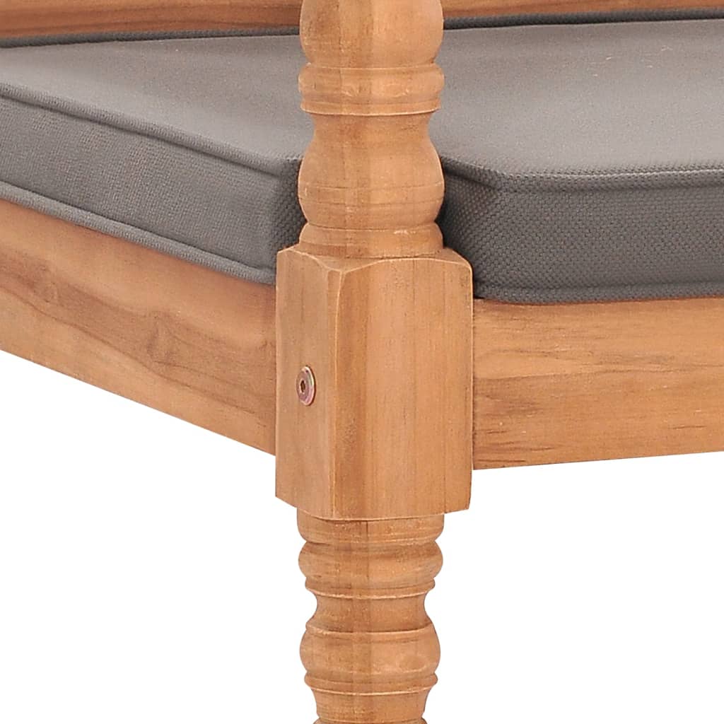 vidaXL Batavia-Bank mit Dunkelgrauem Kissen 120 cm Teak Massivholz