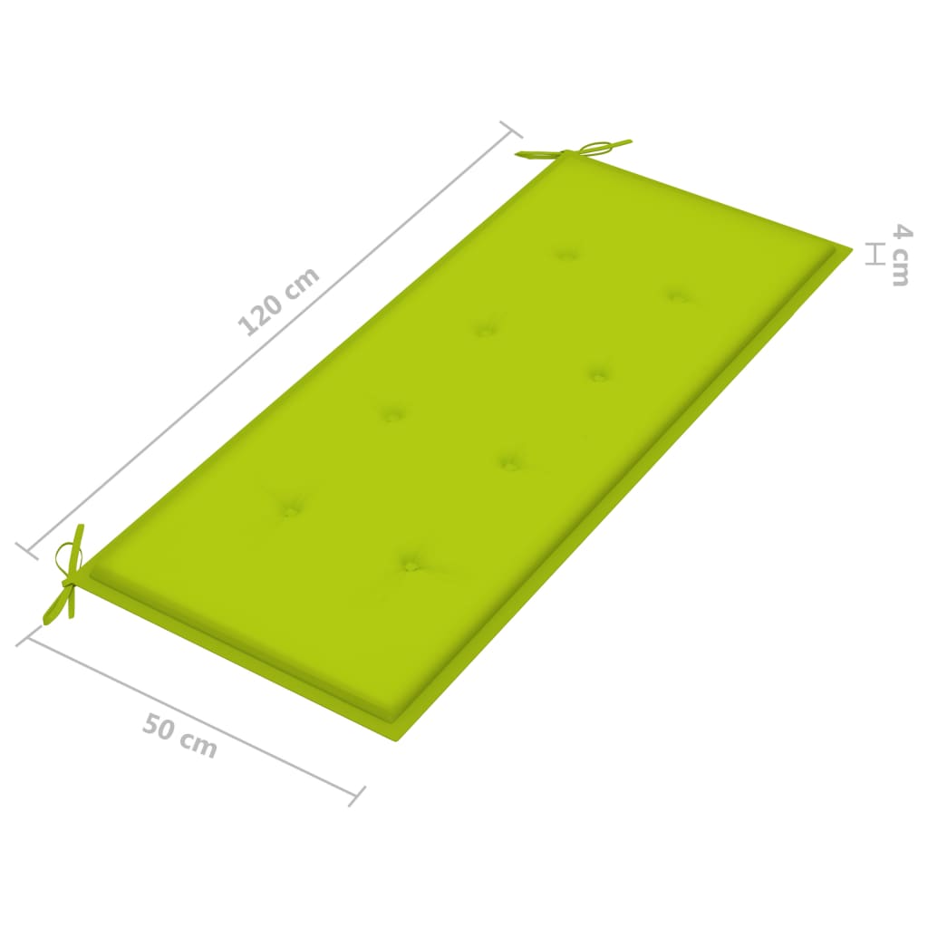 vidaXL Batavia-Gartenbank mit Hellgrünem Kissen 120 cm Teak Massivholz