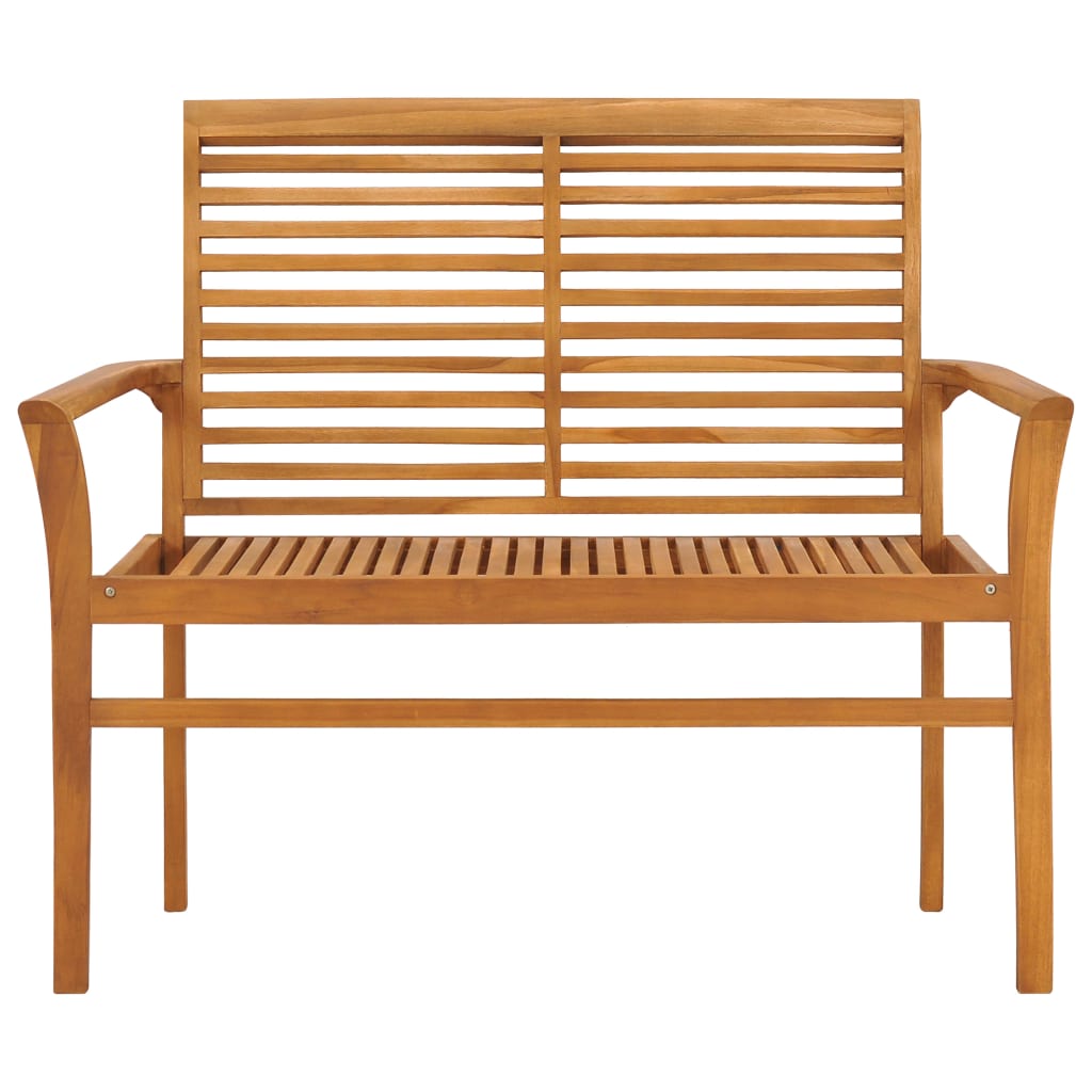 vidaXL Gartenbank Graue Karomuster-Auflage 112 cm Massivholz Teak