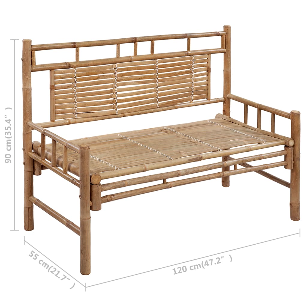 vidaXL Gartenbank mit Auflage 120 cm Bambus