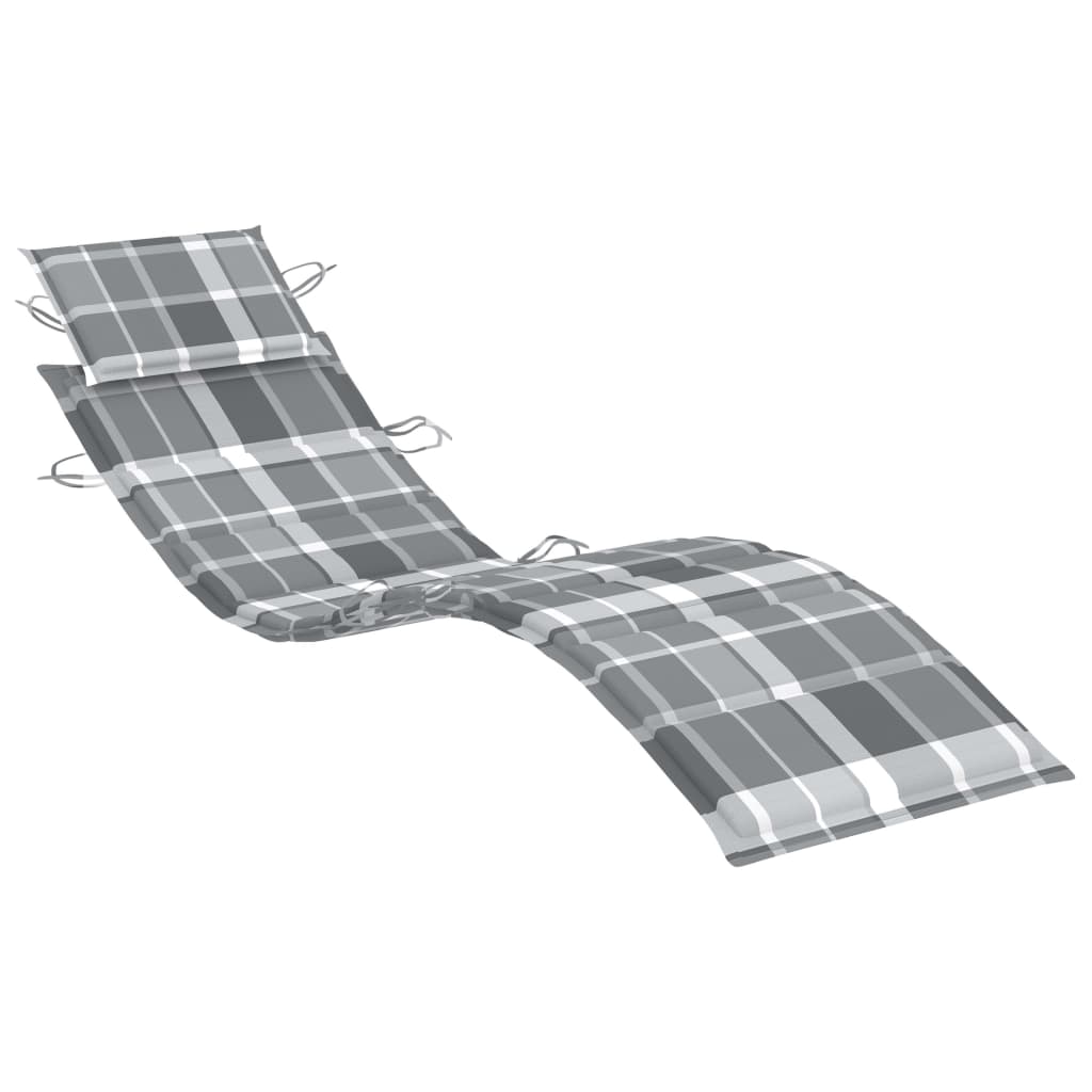 Sonnenliege mit Auflage Grau Massivholz Akazie