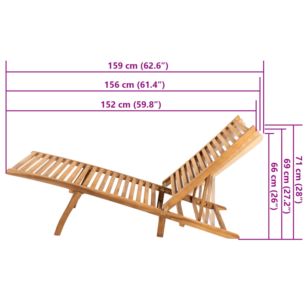 Sonnenliege Massivholz Teak