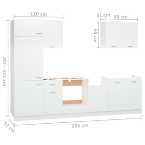 7-tlg. Küchenzeile Weiß Holzwerkstoff Stilecasa