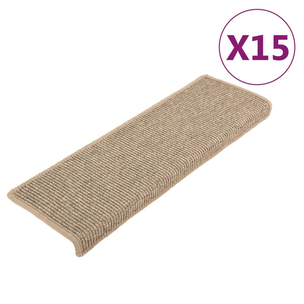 vidaXL Stufenmatten Selbstklebend 15 Stk. Dunkelbeige 65x21x4 cm