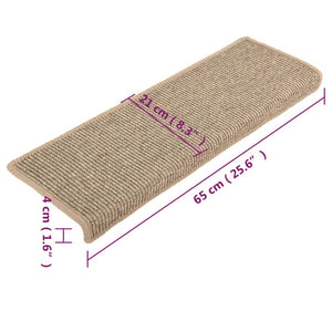 vidaXL Stufenmatten Selbstklebend 15 Stk. Dunkelbeige 65x21x4 cm