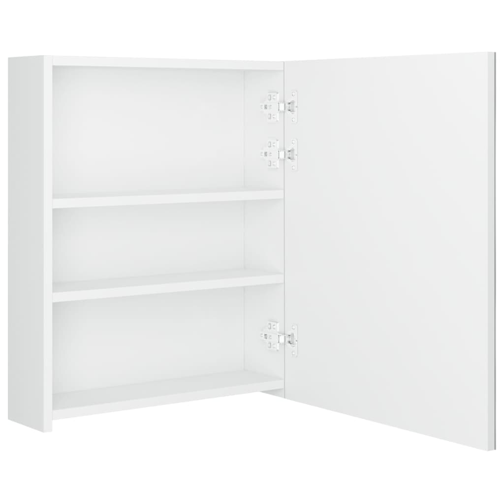 vidaXL LED-Bad-Spiegelschrank Glänzendes Weiß 50x14x60 cm