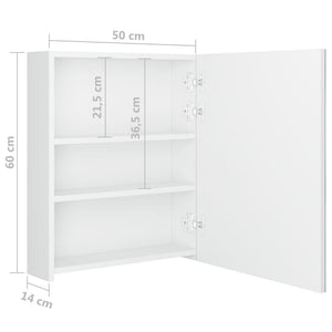 vidaXL LED-Bad-Spiegelschrank Glänzendes Weiß 50x14x60 cm