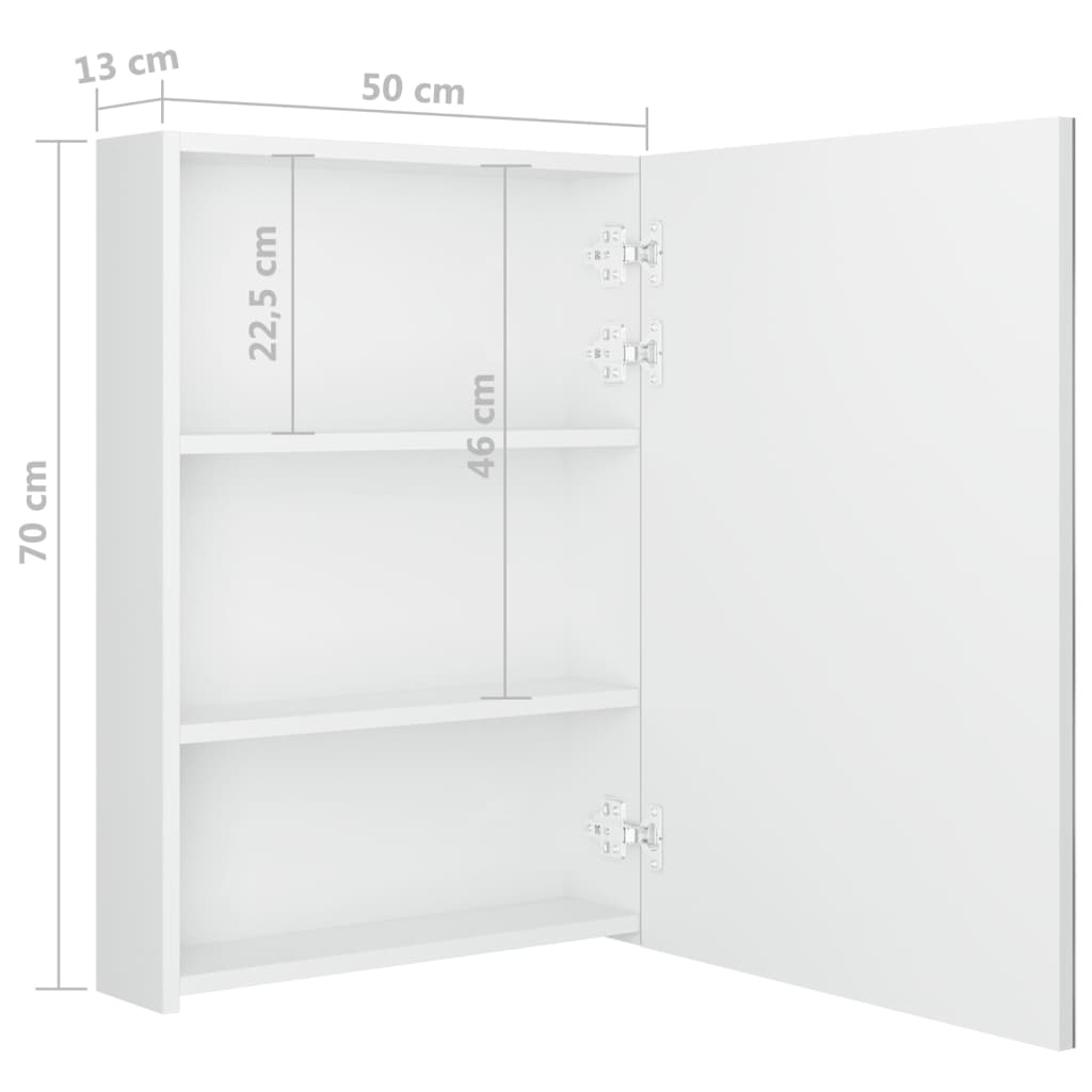 LED-Spiegelschrank fürs Bad Glänzend Weiß 50x13x70 cm VIDAXL