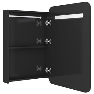 vidaXL LED-Bad-Spiegelschrank Glänzendes Schwarz 60x11x80 cm