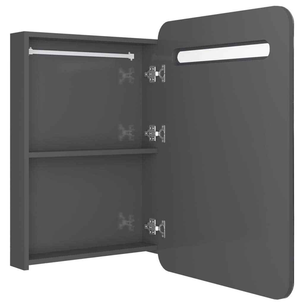 vidaXL LED-Bad-Spiegelschrank Glänzendes Grau 60x11x80 cm