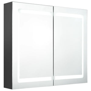 vidaXL LED-Spiegelschrank fürs Bad Grau 80x12x68 cm