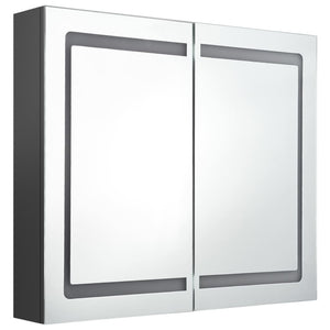 vidaXL LED-Spiegelschrank fürs Bad Grau 80x12x68 cm