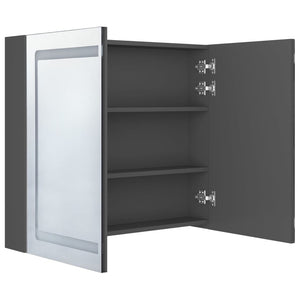 vidaXL LED-Spiegelschrank fürs Bad Grau 80x12x68 cm