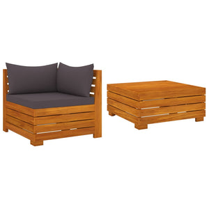 vidaXL 2-tlg. Garten-Lounge-Set mit Kissen Massivholz Akazie