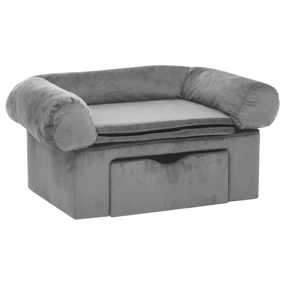 Hundesofa mit Schublade Grau 75x50x38 cm Plüsch Stilecasa