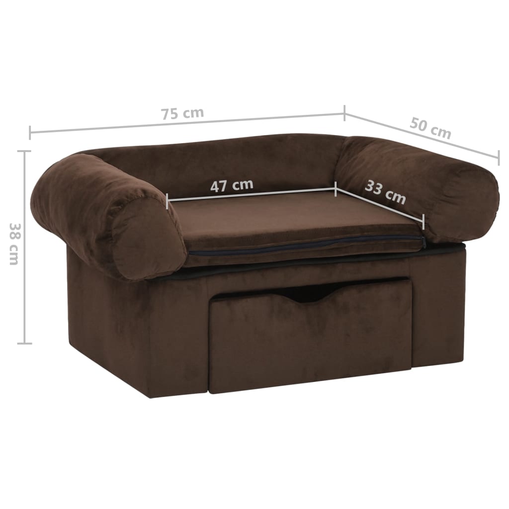 Hundesofa mit Schublade Braun 75x50x38 cm Plüsch