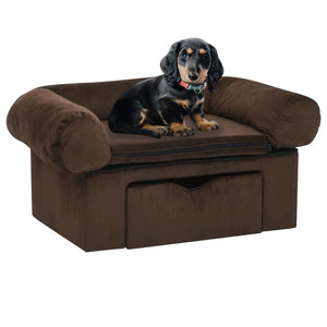 Hundesofa mit Schublade Braun 75x50x38 cm Plüsch