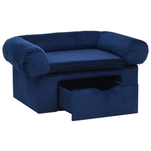 Hundesofa mit Schublade Blau 75x50x38 cm Plüsch