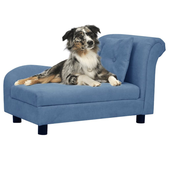 Hundesofa mit Kissen Blau 83x44x44 cm Plüsch