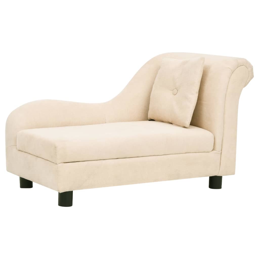 Hundesofa mit Kissen Creme 83x44x44 cm Plüsch