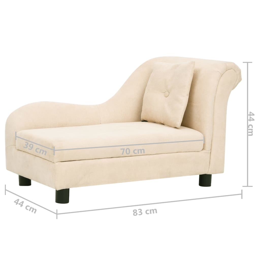 Hundesofa mit Kissen Creme 83x44x44 cm Plüsch