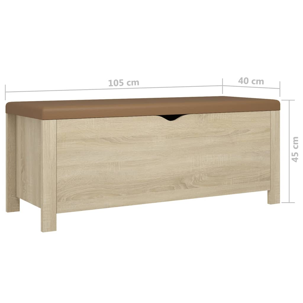 Sitzbank mit Stauraum und Kissen Sonoma-Eiche 105x40x45 cm Stilecasa