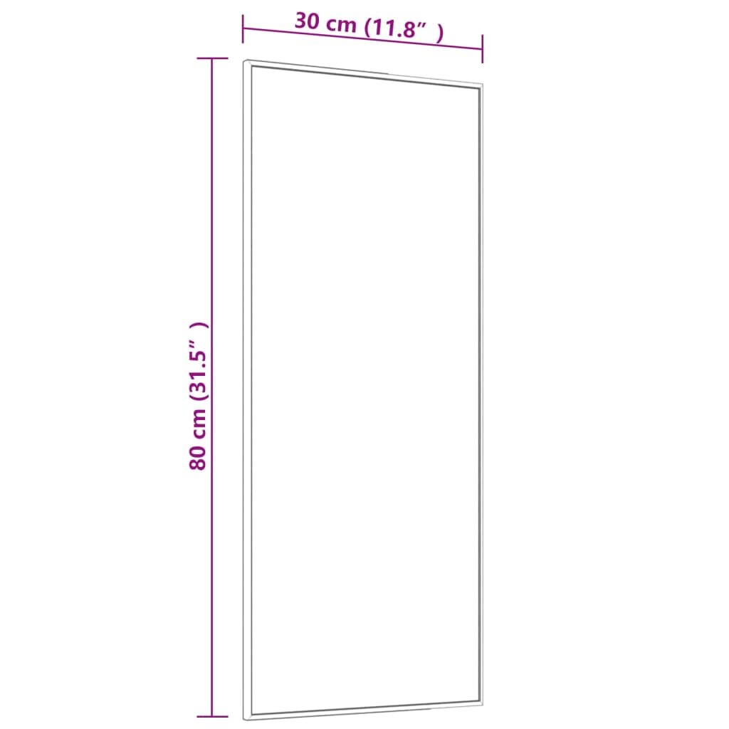 Türspiegel Schwarz 30x80 cm Glas und Aluminium Stilecasa