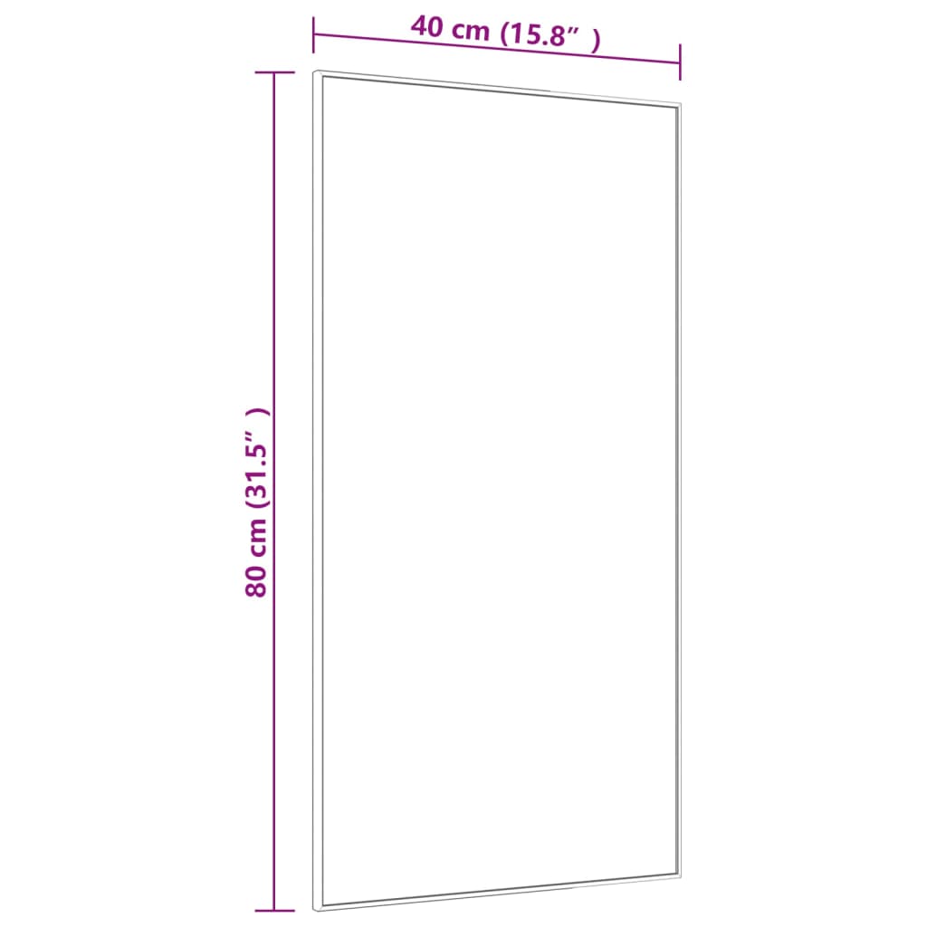 vidaXL Türspiegel Schwarz 40x80 cm Glas und Aluminium