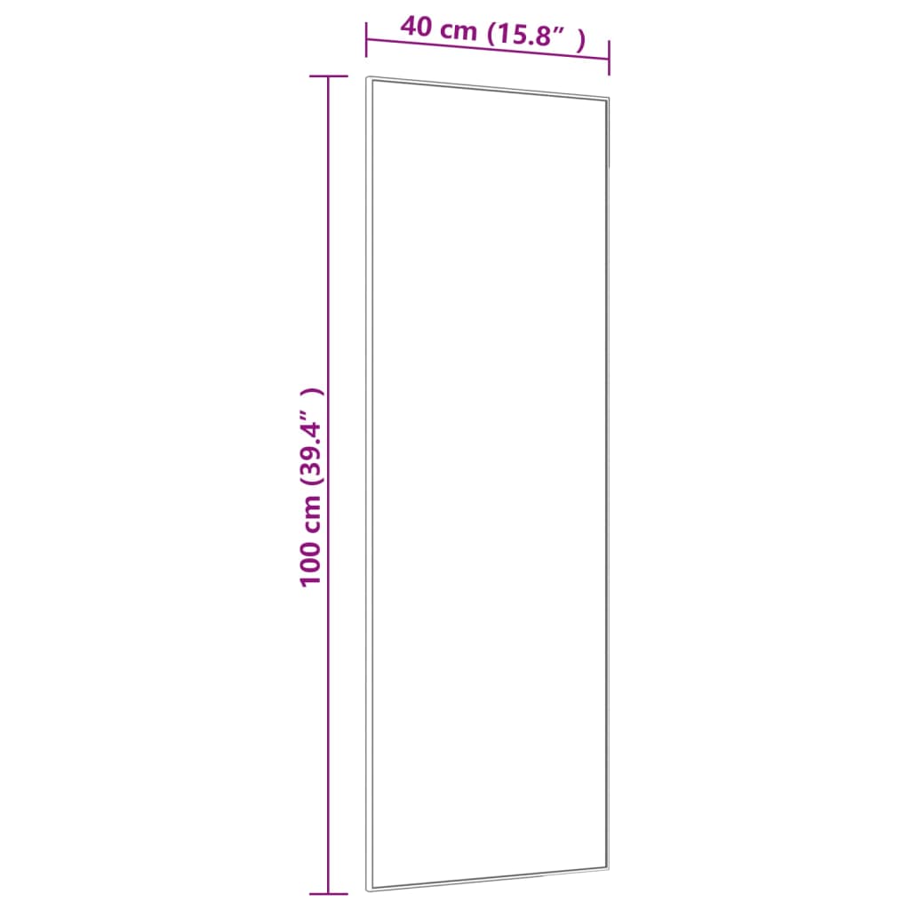 Türspiegel Schwarz 40x100 cm Glas und Aluminium