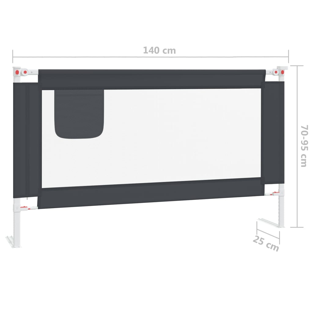 Kleinkind-Bettschutzgitter Dunkelgrau 140x25 cm Stoff