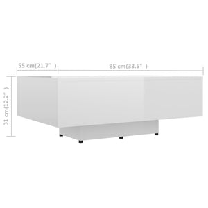 vidaXL Couchtisch Hochglanz-Weiß 85x55x31 cm Holzwerkstoff