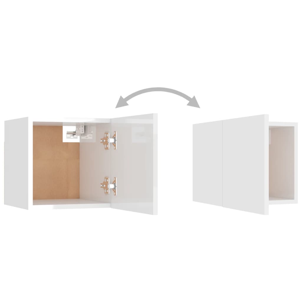 TV-Wandschrank Hochglanz-Weiß 30,5x30x30 cm Stilecasa