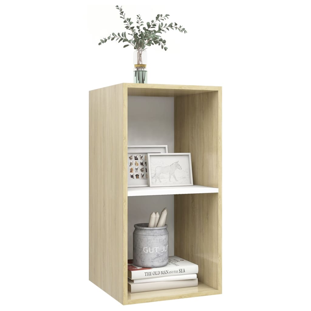 vidaXL TV-Wandschrank Sonoma-Eiche und Weiß 37x37x72 cm Holzwerkstoff