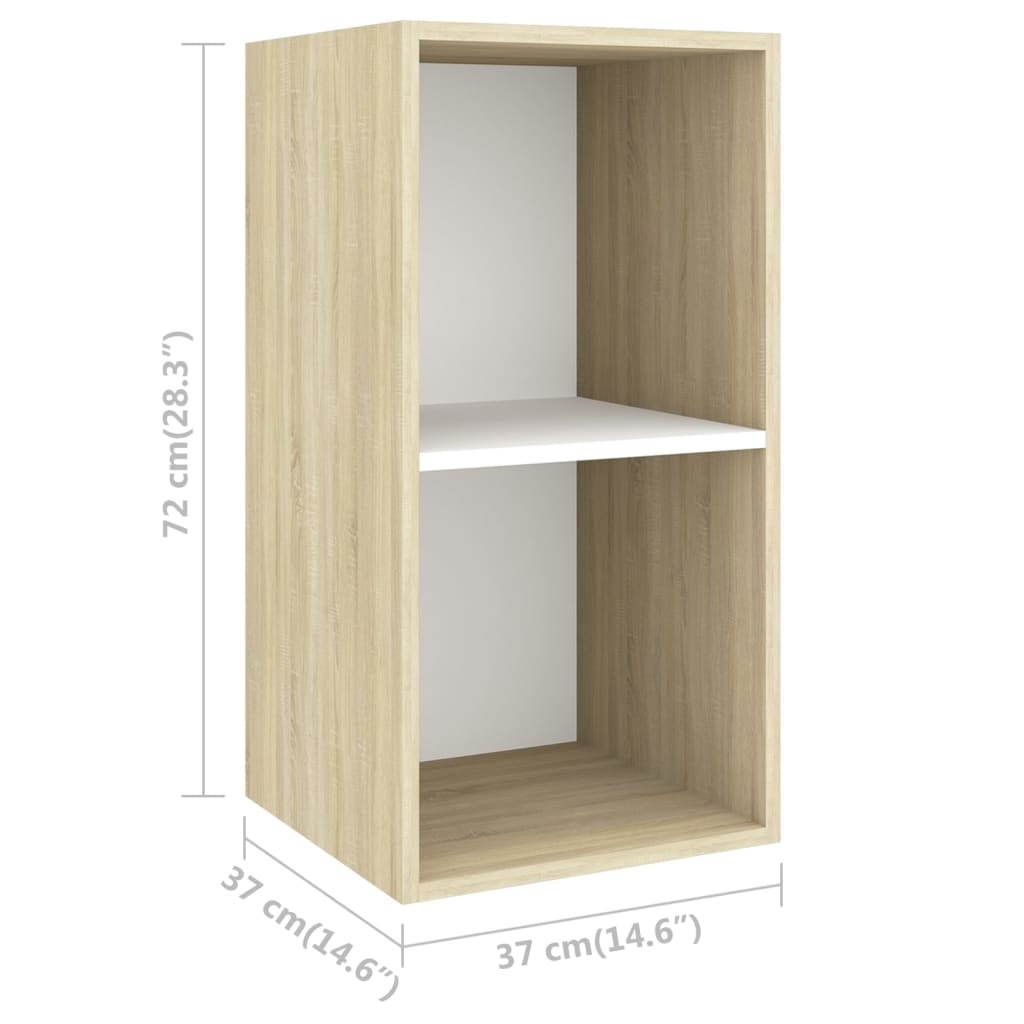 vidaXL TV-Wandschrank Sonoma-Eiche und Weiß 37x37x72 cm Holzwerkstoff