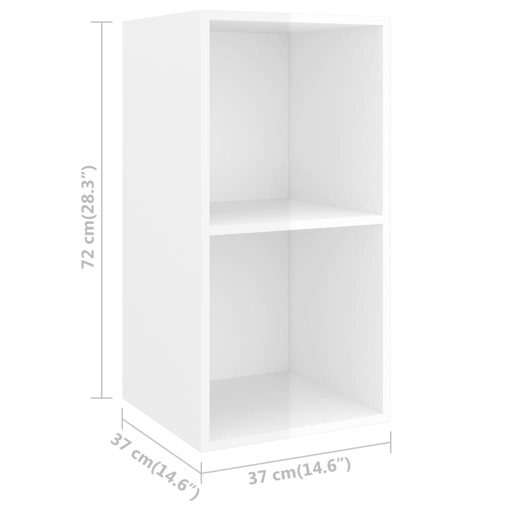 vidaXL TV-Wandschrank Hochglanz-Weiß 37x37x72 cm Holzwerkstoff