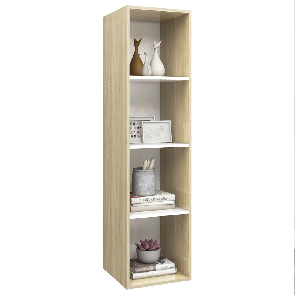 vidaXL TV-Wandschrank Sonoma-Eiche Weiß 37x37x142,5 cm Holzwerkstoff