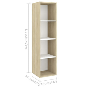 vidaXL TV-Wandschrank Sonoma-Eiche Weiß 37x37x142,5 cm Holzwerkstoff