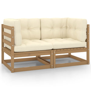 vidaXL Gartensofa 2-Sitzer mit Kissen Honigbraun Massivholz Kiefer