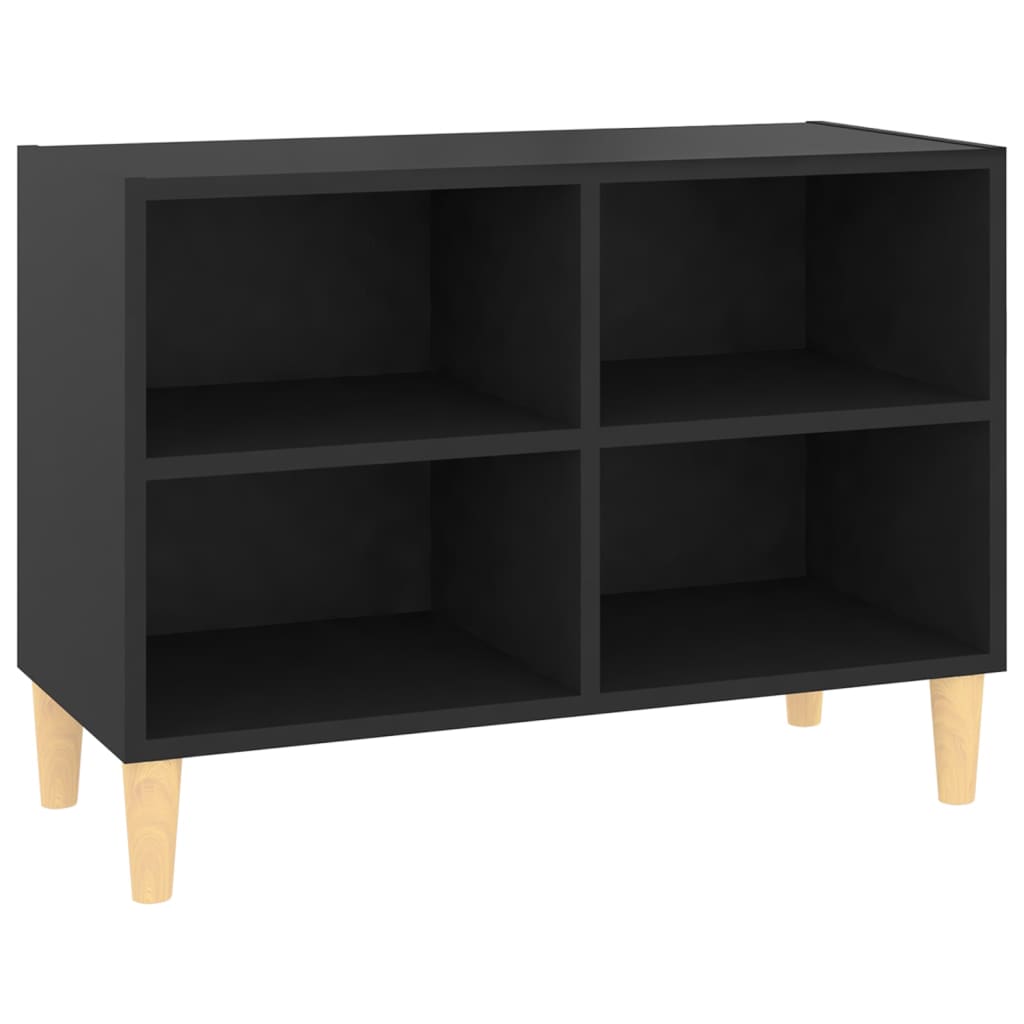 vidaXL TV-Schrank mit Massivholz-Beinen Schwarz 69,5x30x50 cm