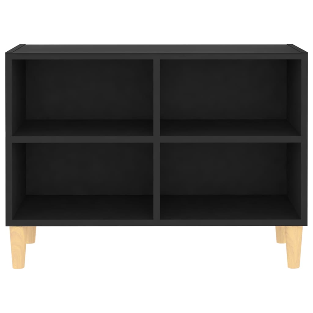 vidaXL TV-Schrank mit Massivholz-Beinen Schwarz 69,5x30x50 cm