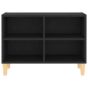 vidaXL TV-Schrank mit Massivholz-Beinen Schwarz 69,5x30x50 cm