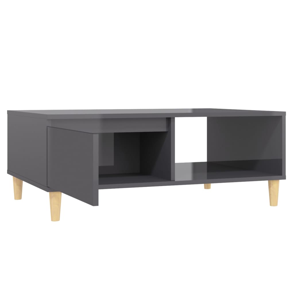 Couchtisch Hochglanz-Grau 90x60x35 cm Holzwerkstoff Stilecasa