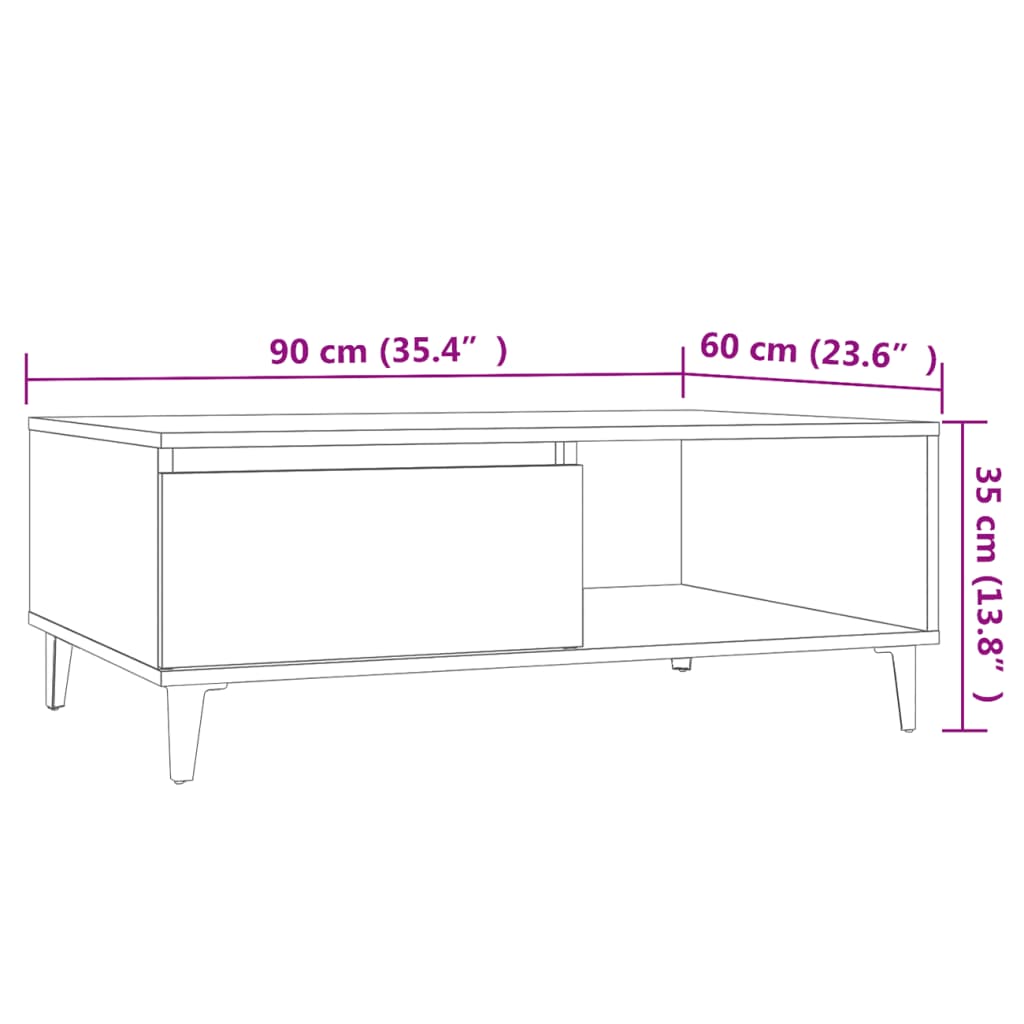 vidaXL Couchtisch Betongrau 90x60x35 cm Holzwerkstoff