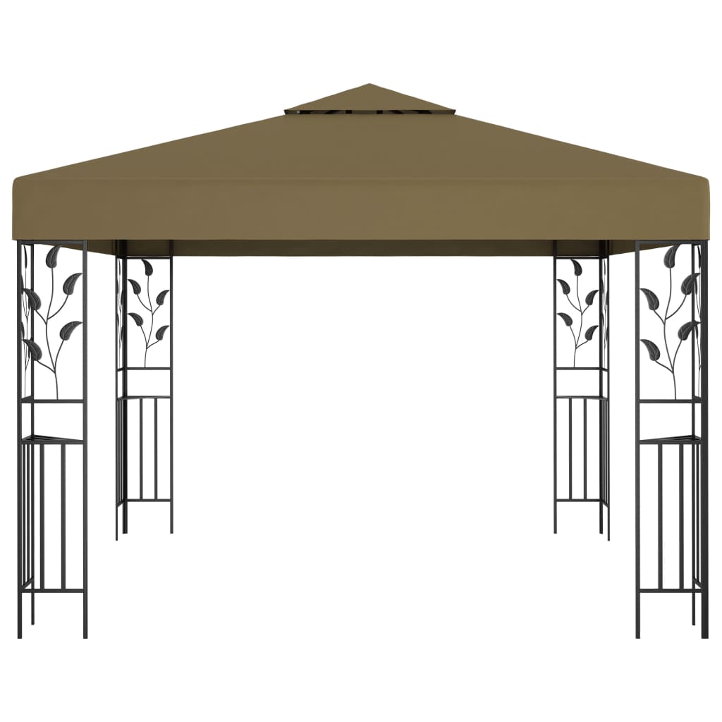 Pavillon mit LED-Lichterkette 3x3 m Taupe