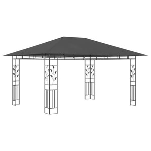 Pavillon mit Moskitonetz & LED-Lichterkette 4x3x2,73m Anthrazit