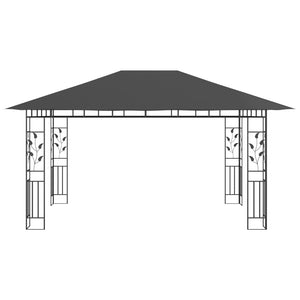 Pavillon mit Moskitonetz & LED-Lichterkette 4x3x2,73m Anthrazit