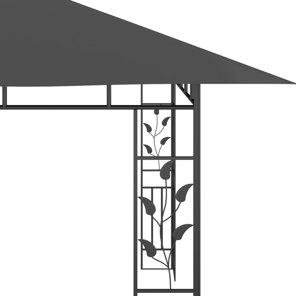 Pavillon mit Moskitonetz & LED-Lichterkette 4x3x2,73m Anthrazit